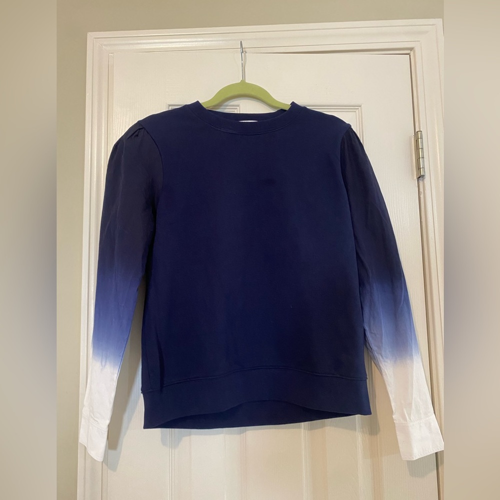 Derek Lam 10 Crosby | Women's Navy Blue Crewneck Sweater Ombre Sleeves S